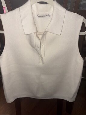 Abercrombie & Fitch White Sleeveless Polo Knit Tank